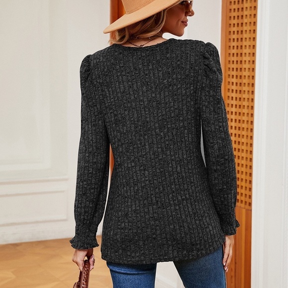 Whispering Winds Women’s Puff Sleeve Sweater - Picture 4 of 5